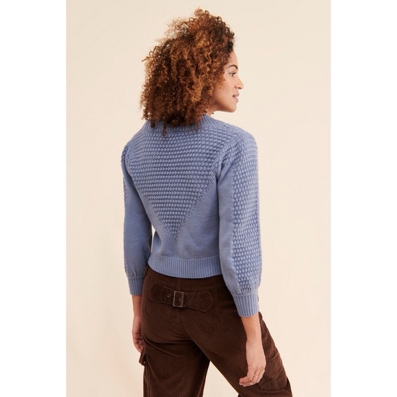 Anthropologie Callahan Eloise Knit Cropped Cardigan Sweater in Grey Blue - Picture 2 of 10